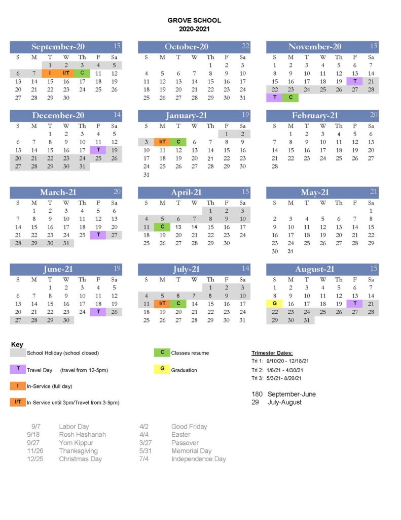 2020-2021 Calendar - Grove School